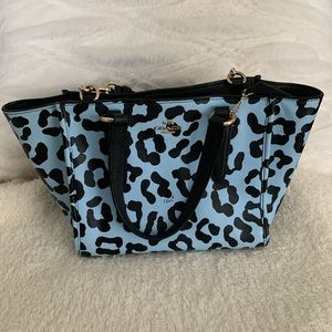 Coach Crosby Mini Carryall Ocelot Blue Handbag